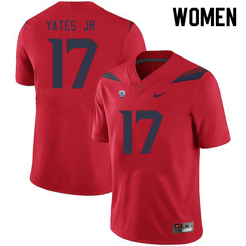 Women #17 Charles Yates Jr. Arizona Wildcats College Football Jerseys Stitched-Red - Click Image to Close